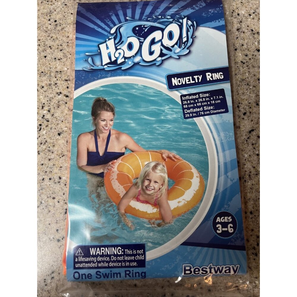 Bestway H2O Go! Novelty Orange Slice Ring Pool Float Floaty 27” New!